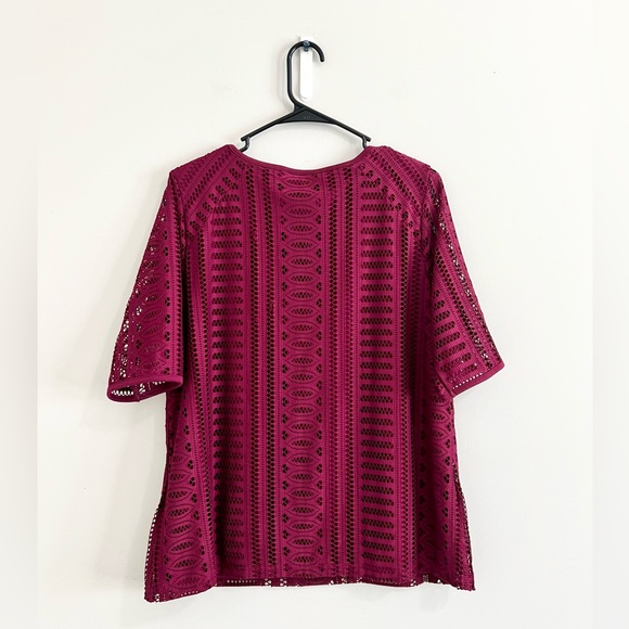 Dana Buchman Women Red Lace Crew Neck Blouse - Picture 4 of 4